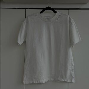Anine Bing Classic White Tee with Cut Out Heavyweight